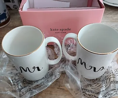 KATE SPADE Lenox Bridal Party Mr & Mrs Set Of Mugs New In Box • £24.32