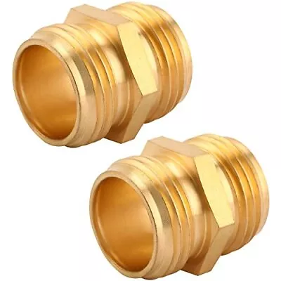 Sanpaint Garden Hose Adapter Male To Male 2 Pack 3/4 Inch Brass Connector • $7.32