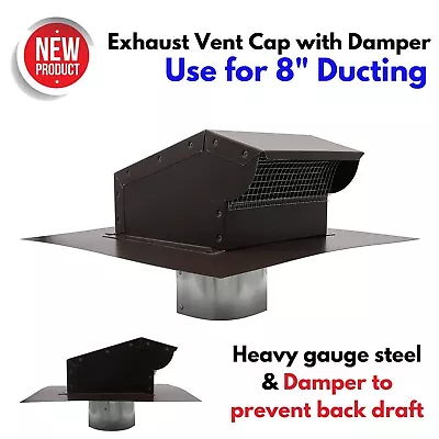 8  Rooftop Exhaust Vent Cap Duct Cover W/ Damper For Bathroom Kitchen Range Hood • $170.22