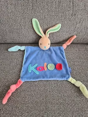 Kaloo Bunny Rabbit Baby Soft Blue Flat Comforter Doudou Comfort Blanket Blankie • £29.99