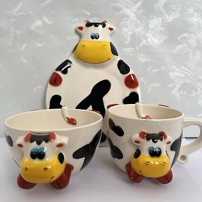 £4.50 • Buy Cute & Collectable  COW  3pc Breakfast Set Plate Bowl And Cup