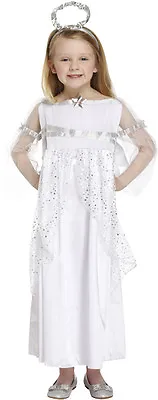 Childrens Angel Costume With Wings Halo Christmas Nativity Play Kids Fancy Dress • £10.95