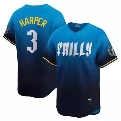 Bryce Harper #3 Philadelphia Phillies MEN Stitched Jersey Blue City Connect ... • $35.49