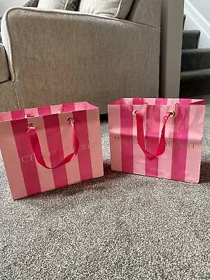 Victoria's Secret MEDIUM Paper Shopping Gift Bags - Pink Stripe NEW ( Lot 2 ) • $12.99