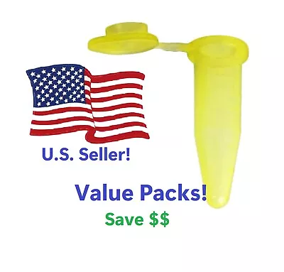 1.5 Ml Micro Centrifuge Tubes/Vials/Containers W/Snap Cap Value Packs YELLOW • $7.77