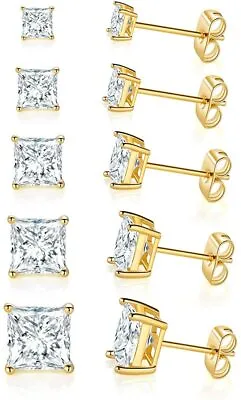 Fashionable 18k Gold Plated Diamond Crystal Ear Stud Earrings Women Men Kids • £2.99