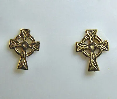 9ct Yellow Gold Celtic Cross Design Stud Earrings • £59.99
