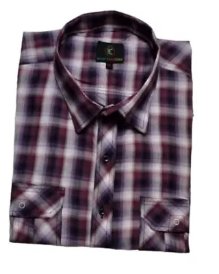 Big Size Mens Shirts Short Sleeve Plaid Check Yarn Dyed Factory Seconds 3XL- 8XL • £12.99