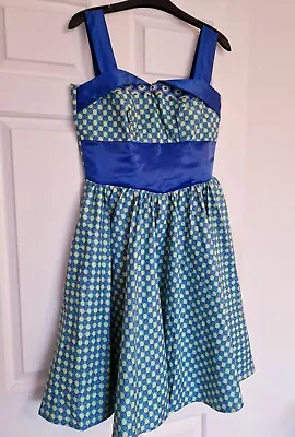 Handmade 50's 60' Vintage Style Satin Trim Dress Size Approx 10 • £10