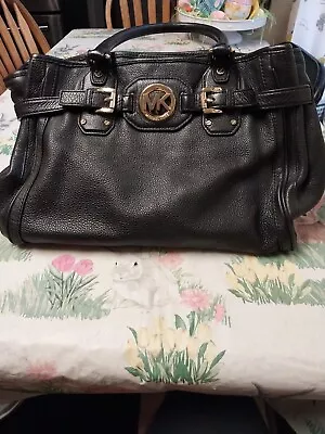 Michael Kors Hudson Black Pebbled Leather Large Shoulder Satchel Bag • $50