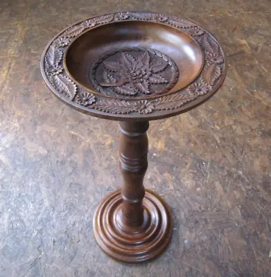 Antique Arts & Crafts Carved Wood Torchere Jardiniere Plant Stand • £120