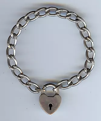 Vintage Sterling Silver Padlock Heart Starter Charm Bracelet • $118