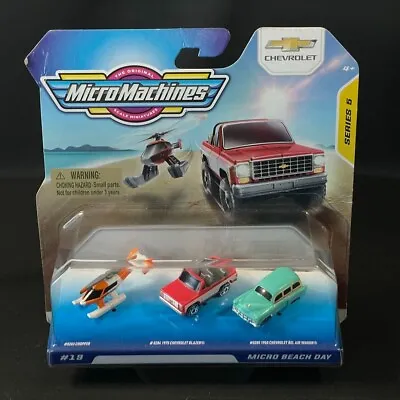 Micro Machines 3 Car Set Beach Day Blazer Bel Air Wagon Chopper NEW ON CARD • $15.96