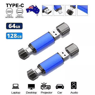 $9.99 • Buy Type C Flash Drive 64G 128G 2 In 1 OTG USB 2.0 + USB C Memory Stick For Storage