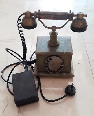 Antique VTG Rare 1950s Green Marble Rotary Old Dial Style Telephone Onyx Brass  • $799