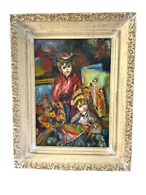 Vintage Clown Funeral Casket Original Oil Painting On Canvas Artist Signed • $155.45