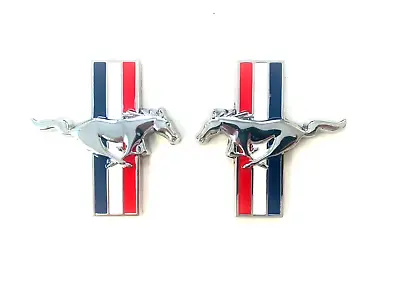 Set Of 2pcs Mustang Running Horse Pony Fender Side Badge Emblem Universal Fit • $19.99