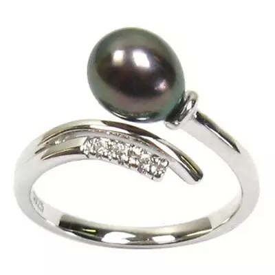 7mm Genuine AAA Cultured Black Pearl Ring In 925 Sterling Silver • $26.95