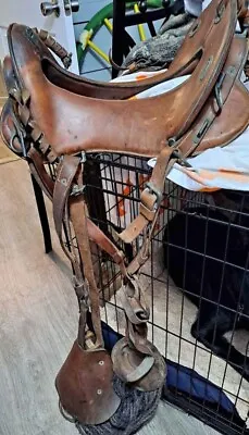  ORIGINAL Antique WW1 WW2  Gen. Military Calvary Horse Saddle $  SALE  $ • $575