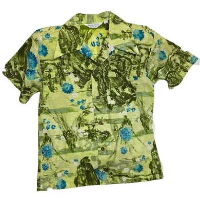 Vtg 70s Mens Duke Kahanamoku Hawaiian Aloha Floral Button Huge Collar Shirt L • $89.99