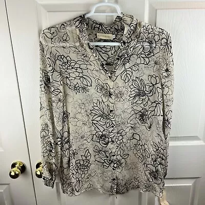 New NWT Women's 4 Love And Liberty Johnny Was Floral Semi Sheer Top Large Silk • $139.97