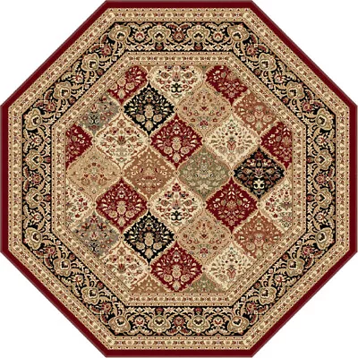 5x5 Octagon Sensation Bordered Red Panel Flower 4770 Area Rug - Approx 5'3 X5'3  • $137.50