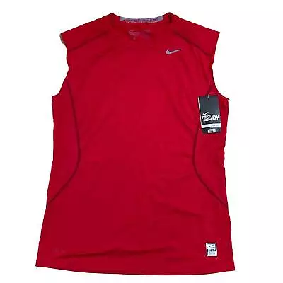 Nike Dri Fit Shirt Fitted Tank Men's Sleeveless Top Red 449786-649 • $19.99