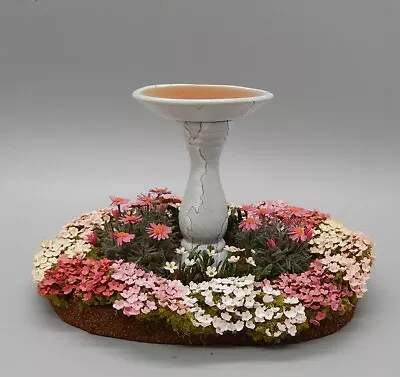 Vintage Garden Flowers & Birdbath By Maritta Artisan Dollhouse Miniature 1:12 • $9.99