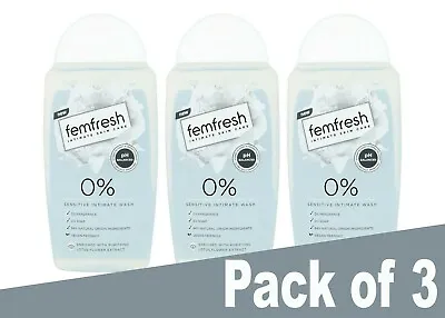 £11.30 • Buy 3x Femfresh 0% Sensitive Intimate Wash Soap & Fragrance Free 250ml