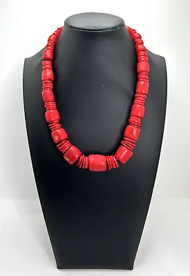 DTR Jay King Sterling Silver Red Coral Graduating Bead And Disc Necklace • $69.99