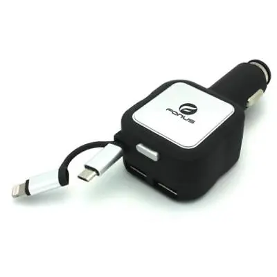 CAR CHARGER RETRACTABLE 4.8AMP 2-PORT USB 2-IN-1 DC SOCKET For PHONES & TABLETS • $14.76