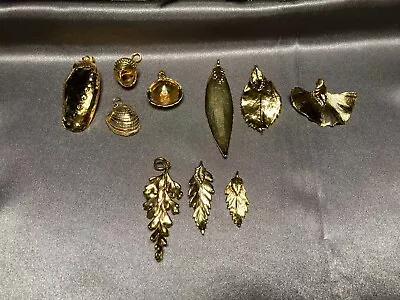 Vintage 1970's Collection Of Hawaiian Gold Dipped Assorted Leaf & Shell Pendants • $39.95