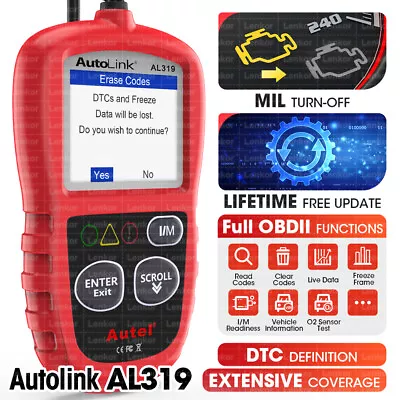 Autel Autolink AL319 OBD2 CAN OBDII Fault Code Reader Diagnostic Scanner Tools • $31.99