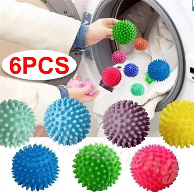 6 X REUSABLE TUMBLE ECO DRYER CLOTHES SOFTENER WASHING MACHINE BALLS PLASTIC # • £7.29