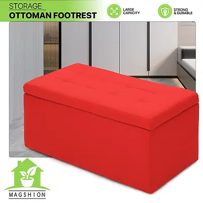 Rectangular Storage Fabric Ottoman Bench Living Room Bedroom End Of Bed Storage • $72.99