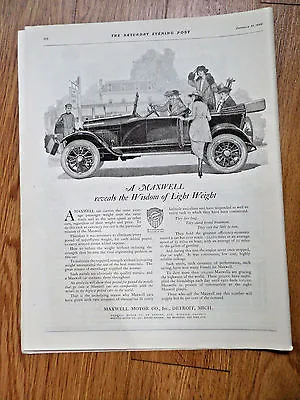 $3 • Buy 1920 Maxwell Motor Co Detroit MI Ad  Maxwell Light Weight Automobile