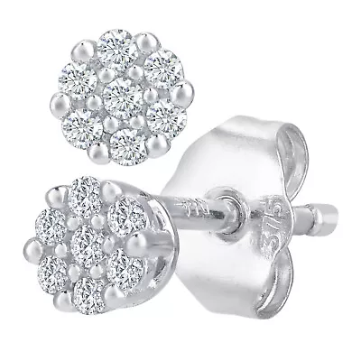 £79.95 • Buy Naava 9ct White Gold Diamond Cluster Stud Earrings