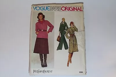 Vogue 1269 Yves Saint Laurent Dress Skirt Blouse Pattern Size 10 Cut Complete • $4.99