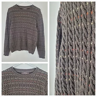Vintage Sweater Mens M Brown Cable Knit Fisherman Pullover Grandpa Golf Cotton • $27.99