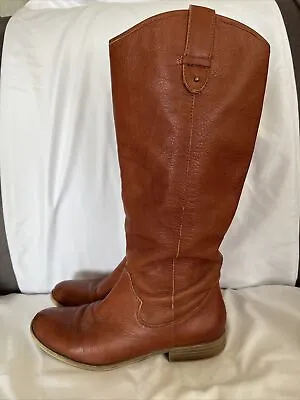 Vtg Frye  3470843 Women’s  15” Tall Riding Pull On Boots Brown Leather Sz 8 • $59.99