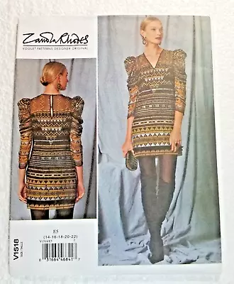 Vogue Designer Dress Pattern #V1518 Sizes 14-22 Zandra Rhodes NEW UNCUT Orig $32 • $15.99