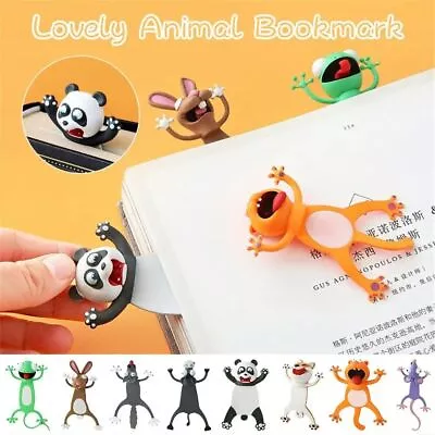 3D Stereo Cartoon Marker Animal Bookmarks Cute Cat PVC Material Funny • £6.79