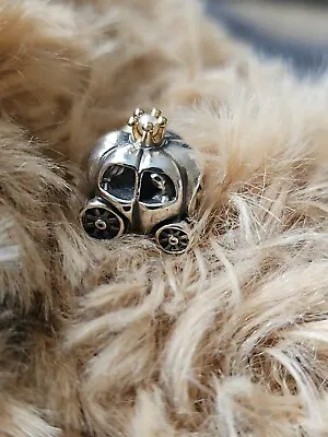 Genuine Pandora Silver And 14k Gold Carriage Charm Used • £35
