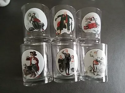 Lot Of 6 Glasses Norman Rockwell The Saturday Evening Post Glassware Set • $25