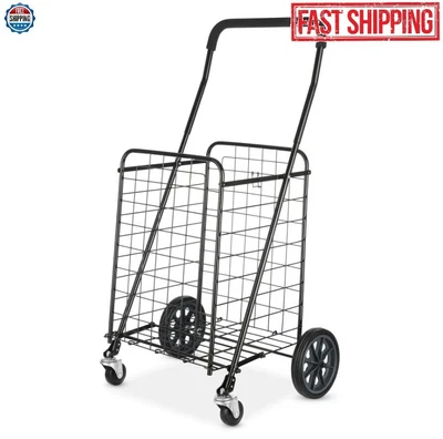 $30.96 • Buy Mainstays Adjustable Steel Rolling Laundry Basket Shopping Cart, Black