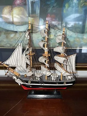 Vintage Wooden Model Sail Boat 25cm • $40