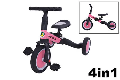 4in1 Childs BALANCE BIKE / TRIKE Converts - Pink - Toolless Conversion 1-5 Years • £64.95