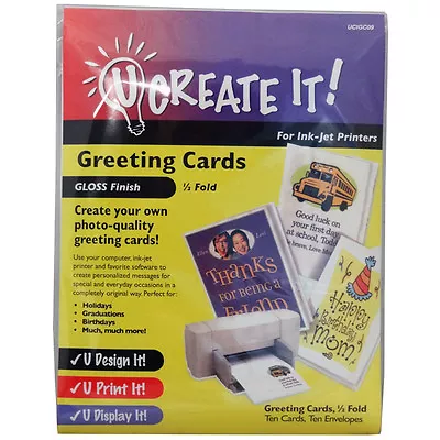 U Create It! Gloss Finish Greeting Card Lot Design & Print *20 Cards & Envelopes • $12.95