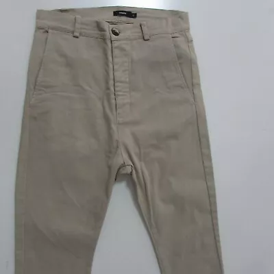 Bassike Pants Womens Size XS L28 Skinny Fit Beige High Rise Button Fly Australia • $29.95