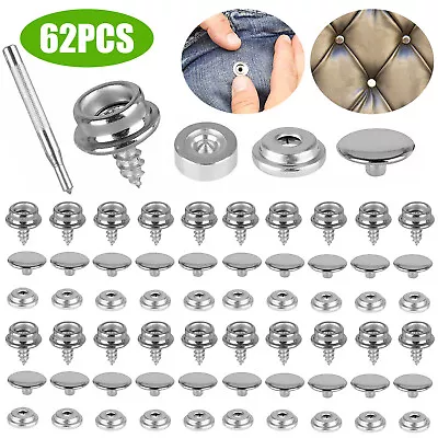 62pcs Snap Fastener Press Stud Cap Button Socket Tool Kit For Marine Boat Canvas • $10.48